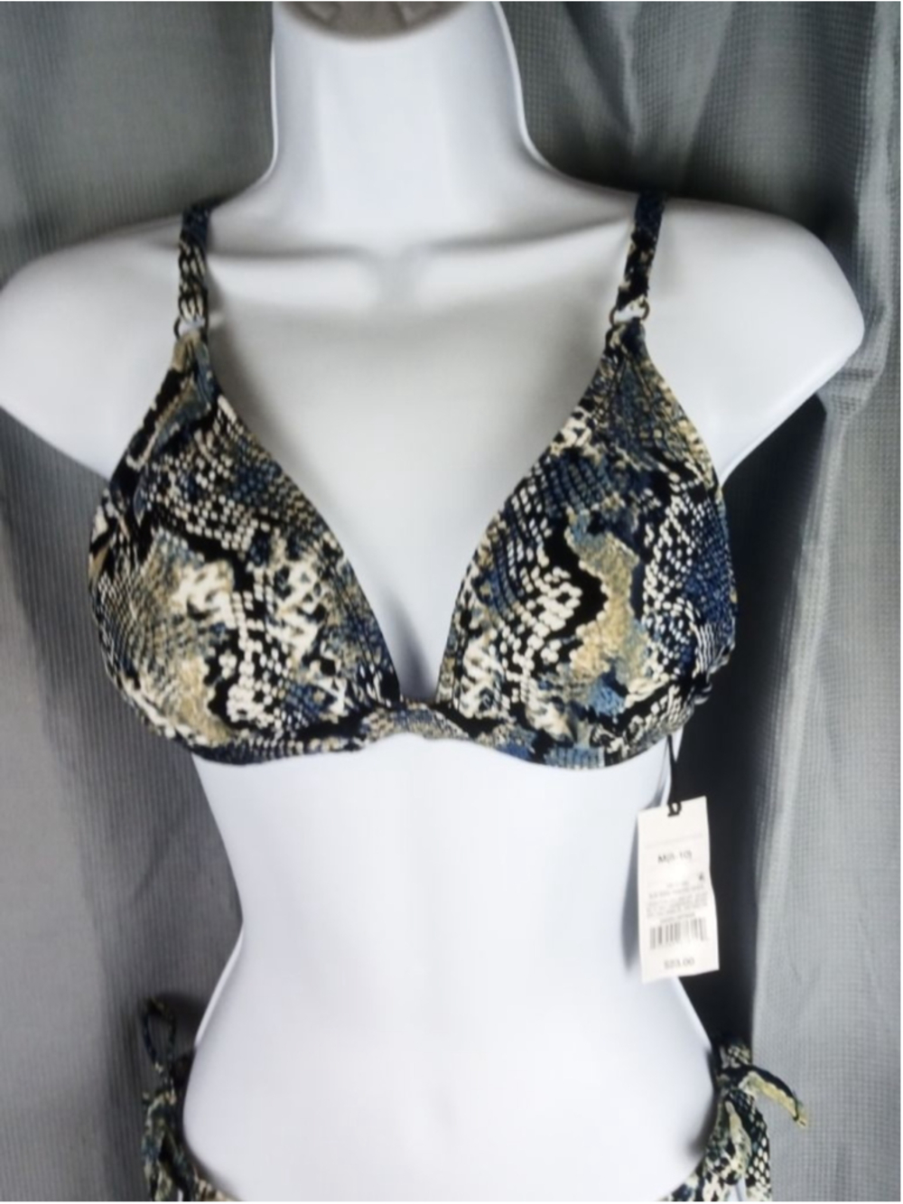 Women's Shade & Shore Bikini M Blue Black Snake Print Swimsuit - Picture 3 of 8
